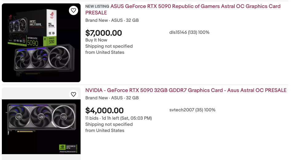 Scalpers Target Gamers with Overpriced RTX 5090 Graphics Cards