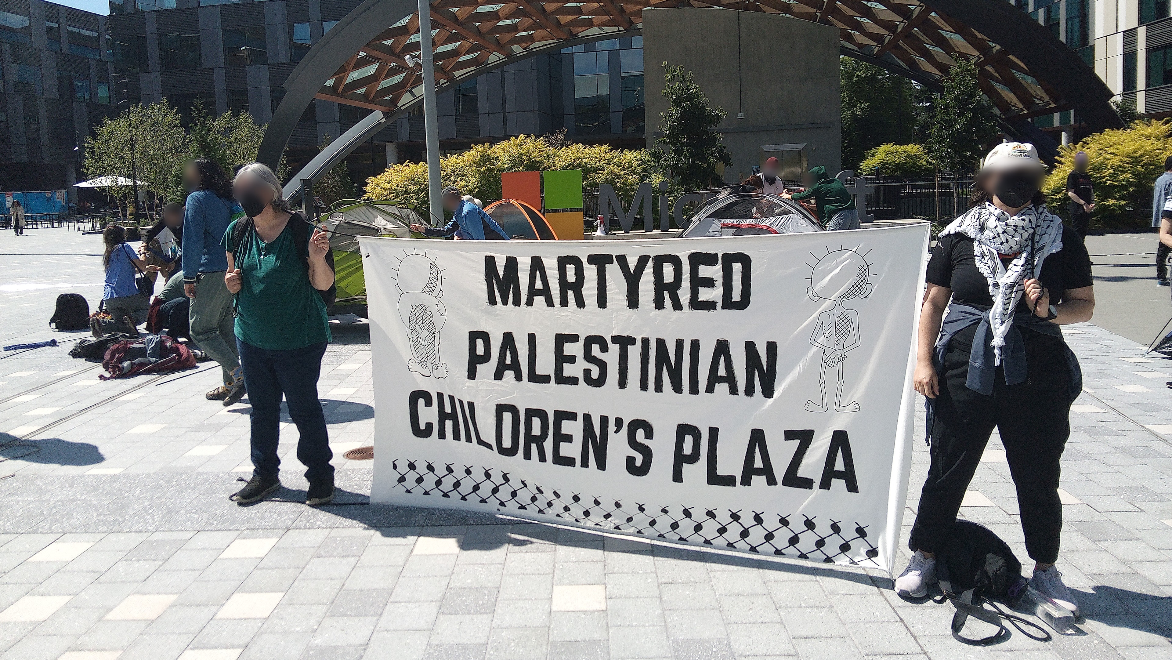 Protesters Establish 'Liberated Zone' at Microsoft Headquarters Over Military Ties
