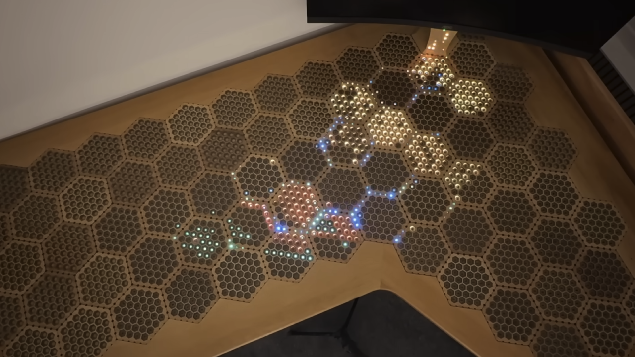 This Stunning Beehive PC Desk Took Six Months to Build and Mimics Bee Colony Activity