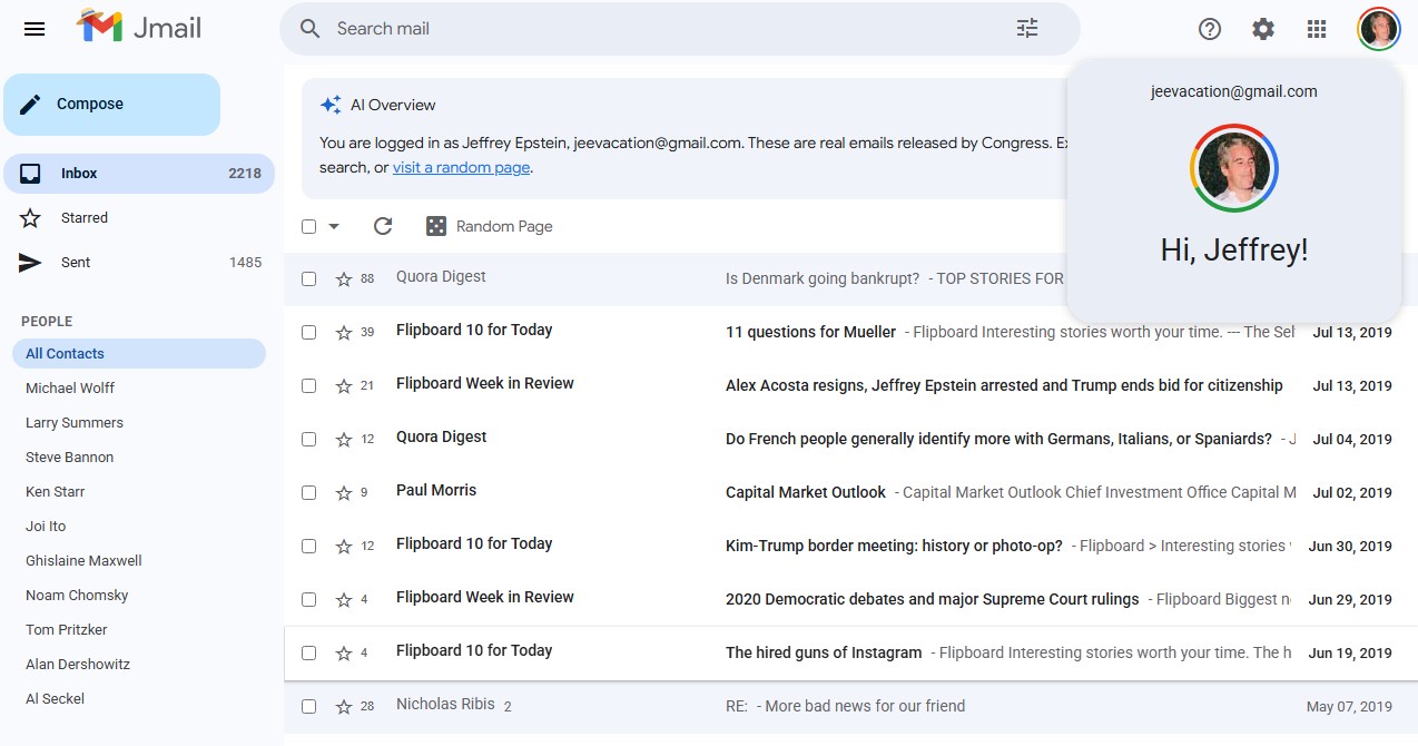 We Created a Gmail Clone Featuring Epstein's Emails